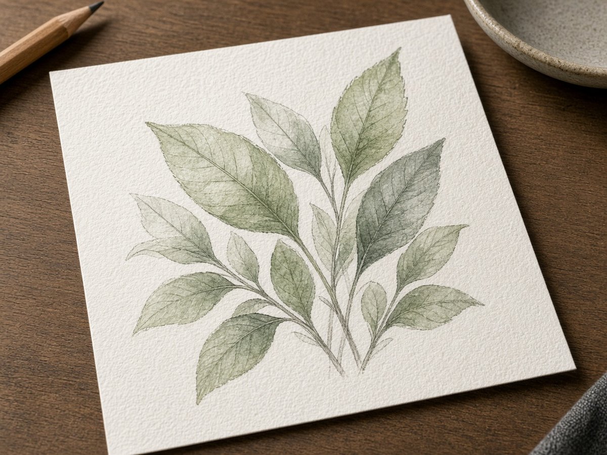 Botanical sketch with light wash