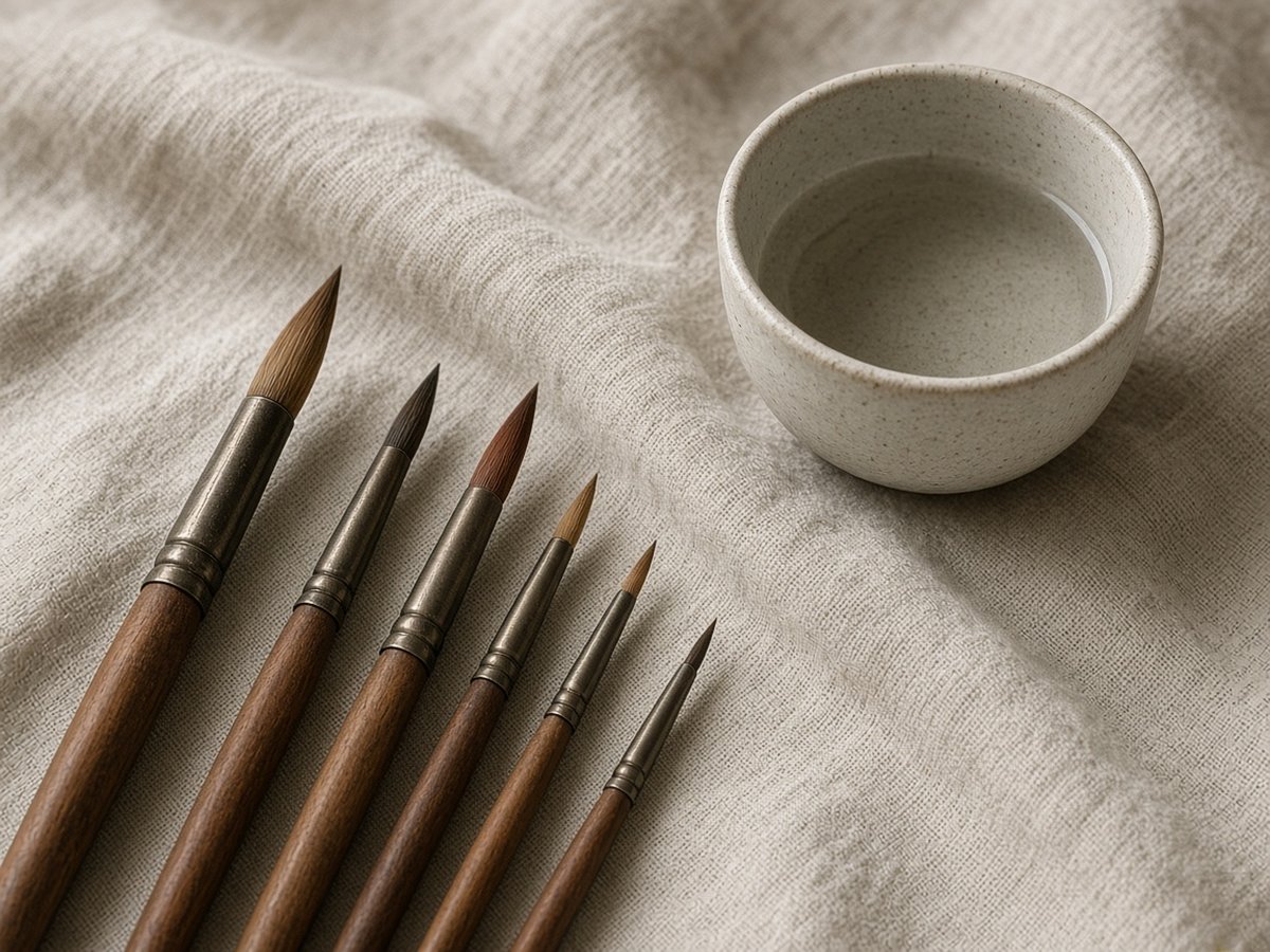 Round watercolour brushes
