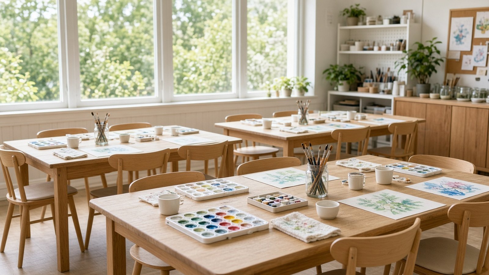 Bright watercolour class room